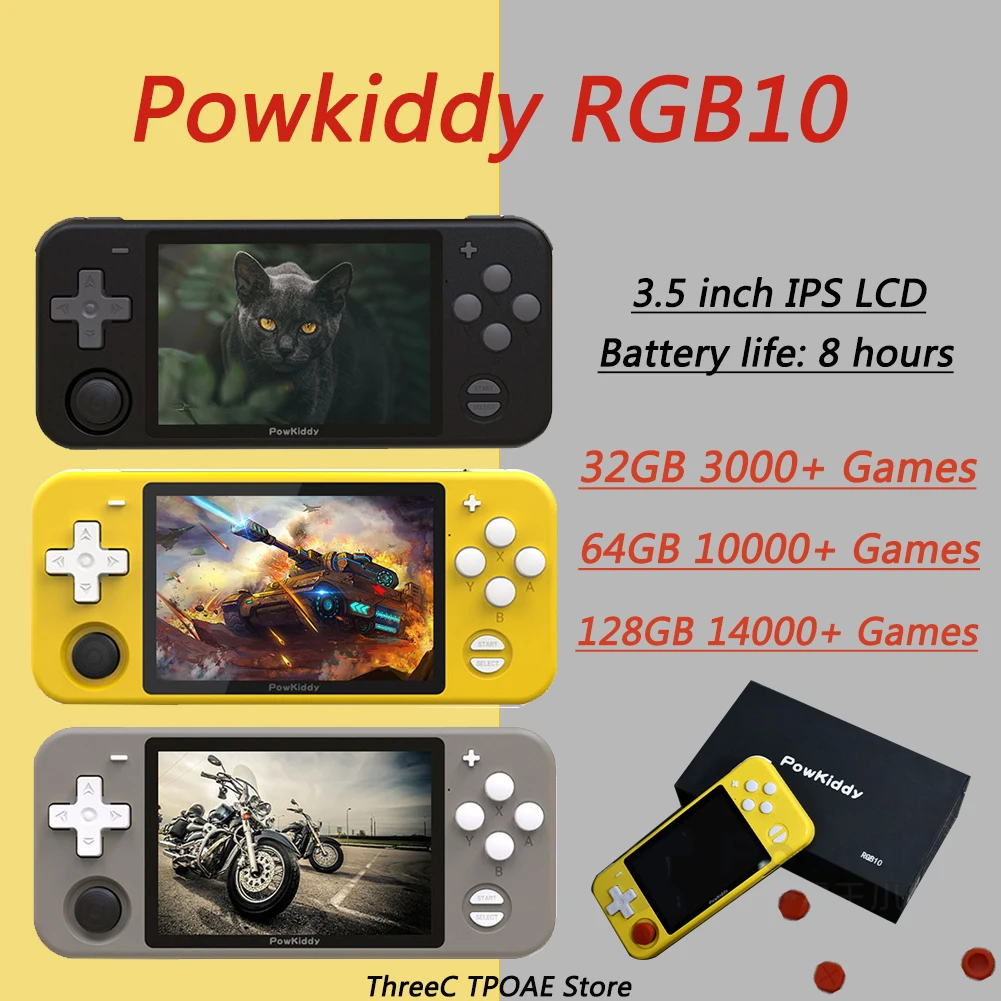 Powkiddy RGB10 Retro Ročni Video Igra Konzola s 3,5-palčni IPS Zaslon, Otroci Igre, Igralec Darilo Gaming odprtokodni LINUX