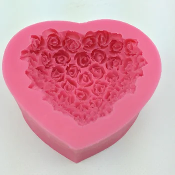 Vrtnice cvet v obliki srca Oblike 3D fondat torto silikonsko plesni kuhinja jello pecivo milo sveča cupcake dekoracijo orodja F0299
