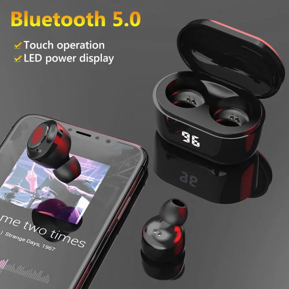 A6 TWS Mini Brezžična Bluetooth 5.0 Hi-fi Stereo Slušalke z Digitalnim Polnjenje Polje V Uho Slušalke Uho Brsti беспроводные наушники