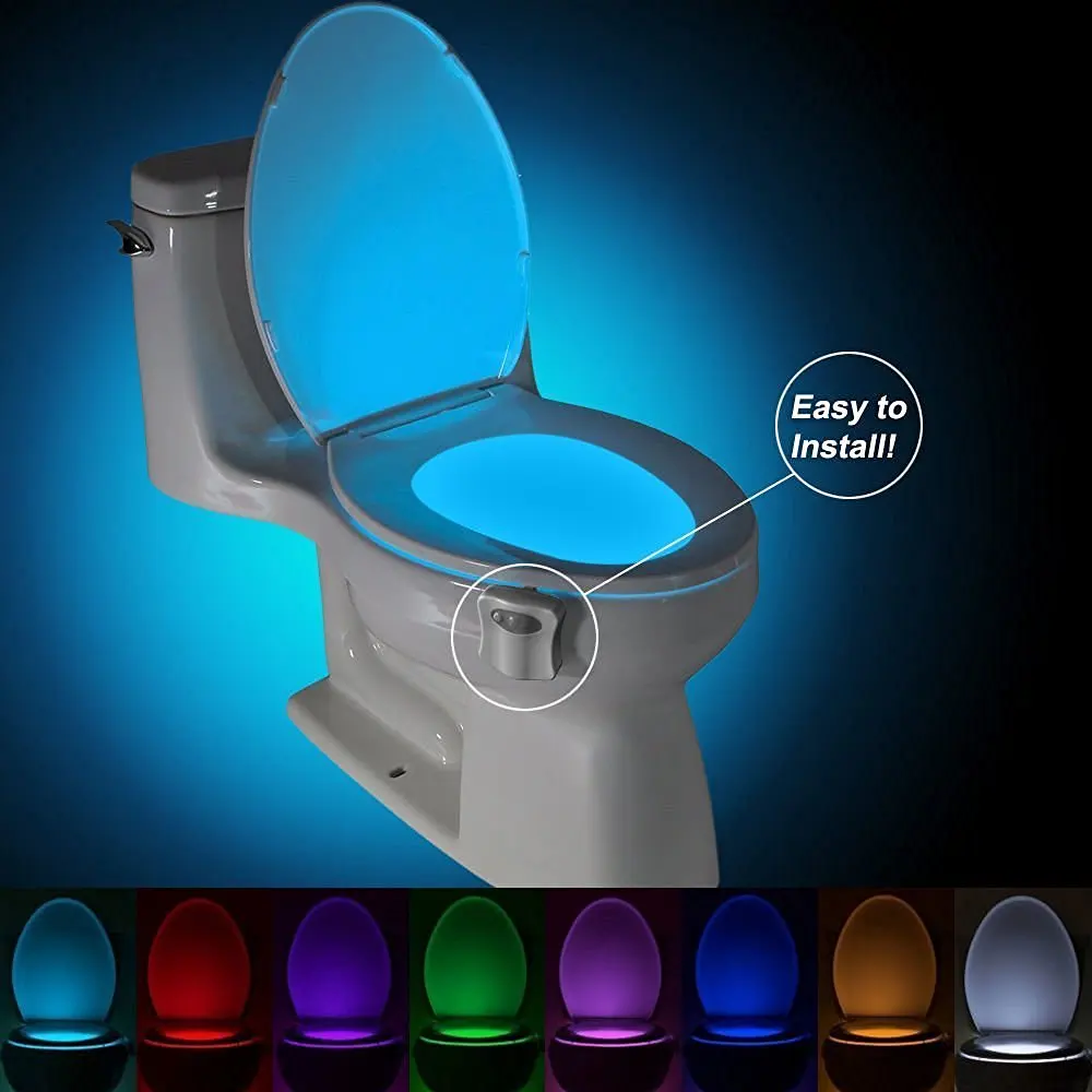 Pametno, Kopalnica, Wc Nočna LUČKA 8-barvni wc svetlobe, kopalnica dekoracija dodatna oprema Samodejno indukcijske Nadgrajena različica