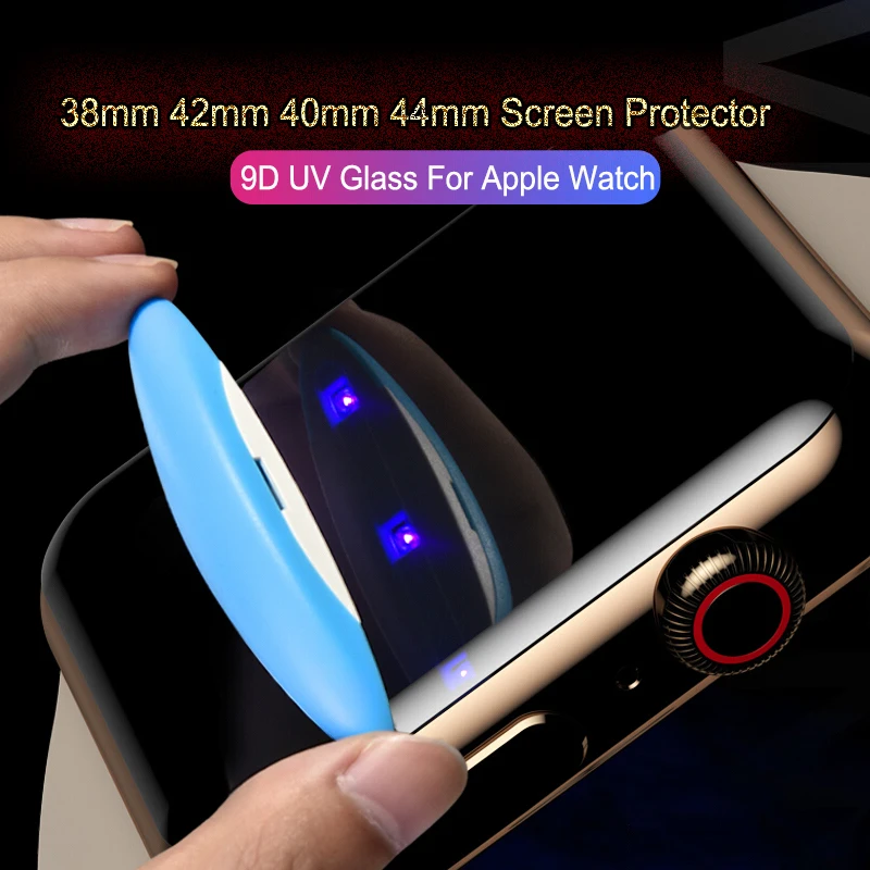 Za Apple Smart Gledati Serije 6 SE 5 4 2 3 Zaslon Patron UV tekoče Lepilo Polno Kritje Kaljeno Steklo Film iWatch 42 38 40 44 MM