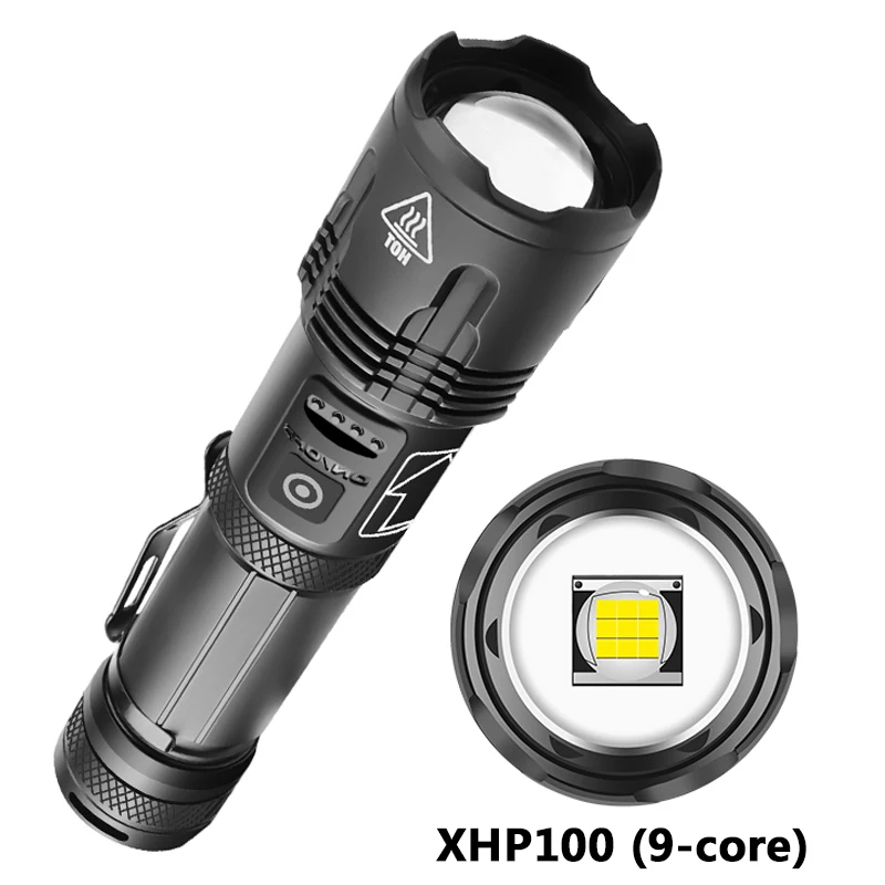 XHP100 9-core Led Svetilka Power Bank Funkcijo Baklo Luči Usb Polnilne 18650, ali 26650 Baterije Zoomable Aluminij Zlitine