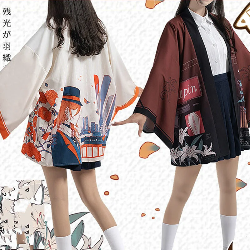 Moški Ženske Harajuku Japonski Kimono Style Haori Jopico Anime Bungo Potepuške Pse Dazai Osamu Cosplay Kostum Yukata Tee Vrhovi Majica