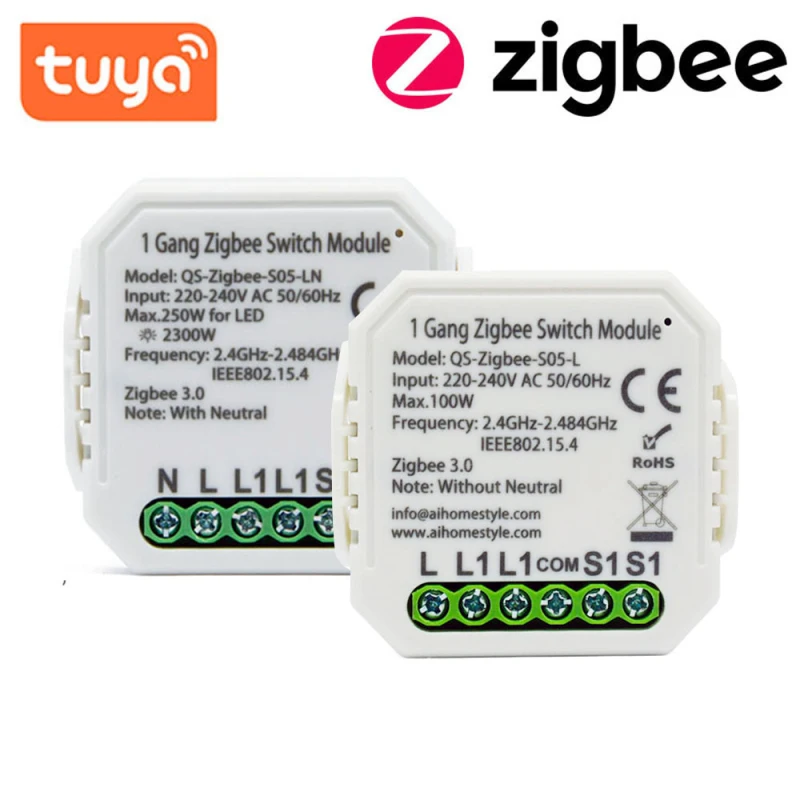 Tuya ZigBee 3.0 Smart Stikalo Modul Brez/Z Nevtralno EU 220V 1 Način Brezžičnega Stikala za Luč Rele Podporo Amazon Alexa googlova Domača stran