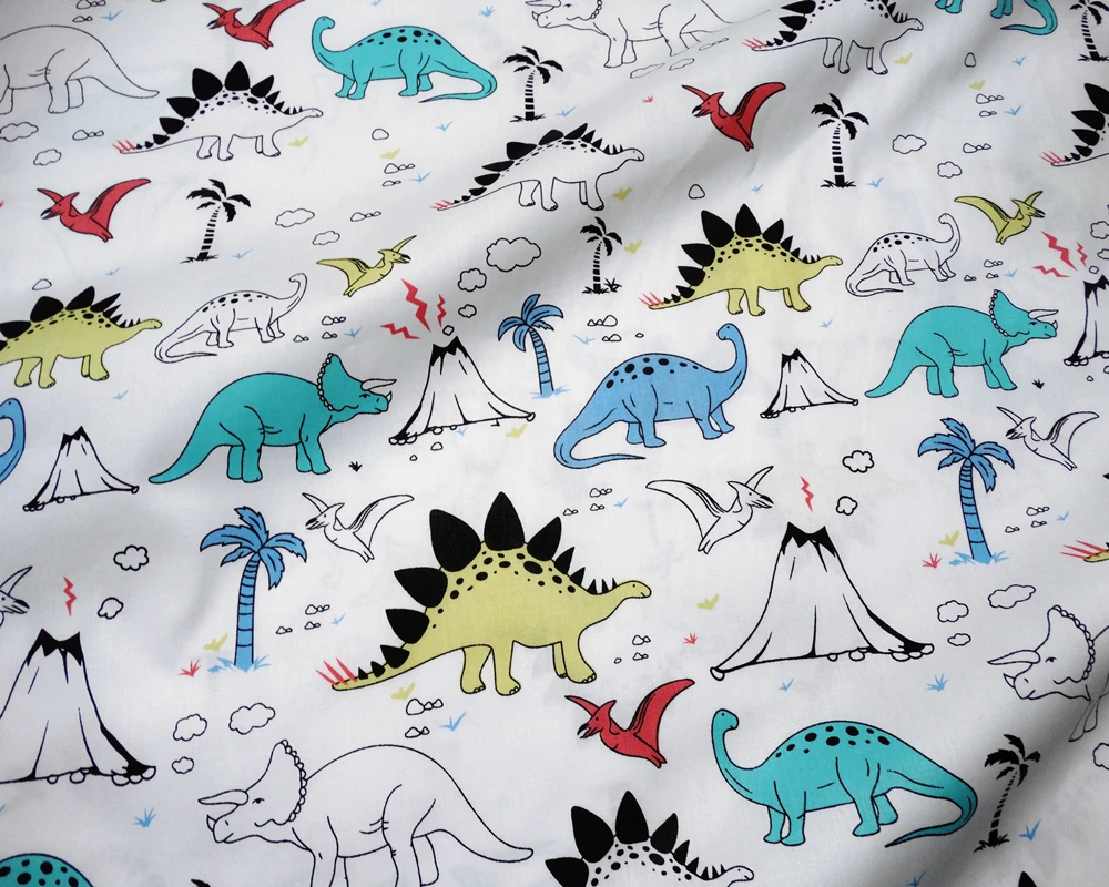 Dinozaver Bombažne Tkanine, Tiskane Oblačila DIY Ročno izdelan Za Otroška oblačila Šivanje Mozaik Quilting Maščobe Četrtine Tissus Tilda Tecido