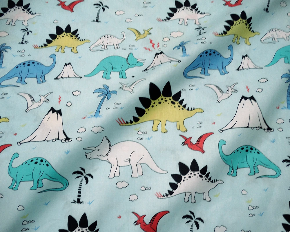 Dinozaver Bombažne Tkanine, Tiskane Oblačila DIY Ročno izdelan Za Otroška oblačila Šivanje Mozaik Quilting Maščobe Četrtine Tissus Tilda Tecido