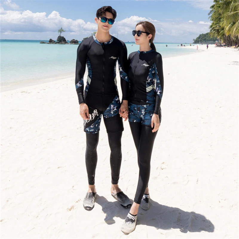 Plus velikost dolg rokav obleke kopalnih voda UV zaščito deskanje kopalke za moške, ženske match korejski par plaža obrabe 2020 ljubitelje kopalke
