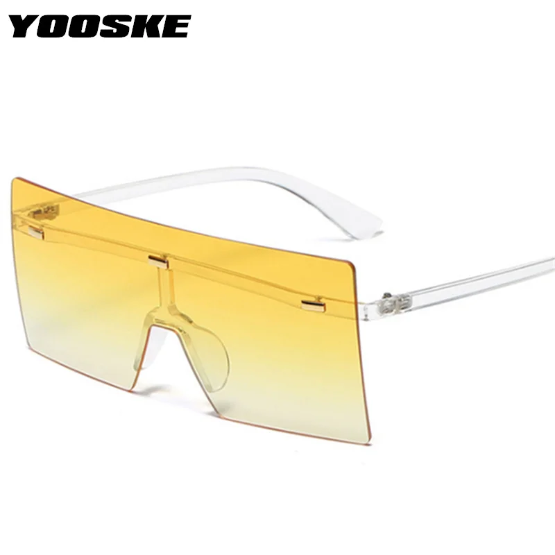 YOOSKE Prevelik Kvadratnih sončna Očala Moški Ženske Modni Rimless sončna Očala Dama brez okvirjev Luksuzni Objektiv Gradient Črna Očala UV400