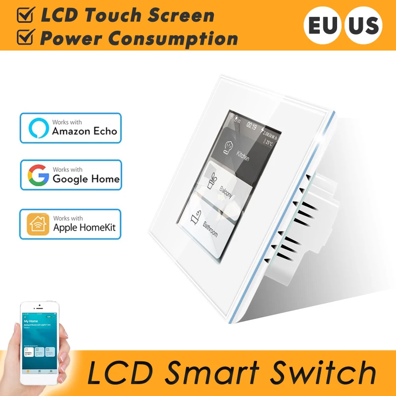 4 V 1 Svetlobe/S * Stikalo Doma Smart Stikalo Wifi LCD Smart Stenska Stikala za Luč, Poraba Energije, Delo Z Alexa, googlova Domača stran