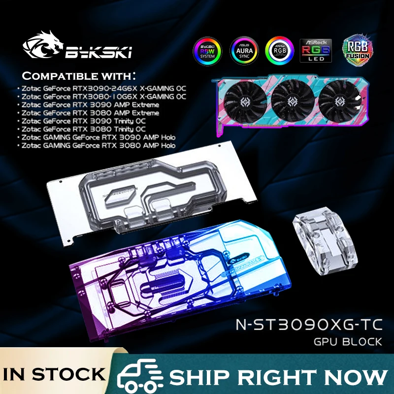 Bykski N-ST3090XG-TC,Dual GPU Aktivno Backplate Blok Za Zotac RTX 3080 3090 Gaming OC,grafičnega Pomnilnika VRAM Radiator Heatsink