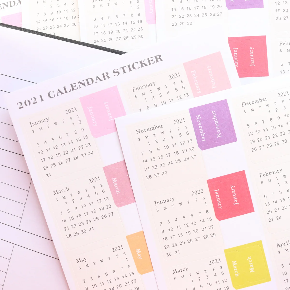 Domikee klasične barvne 2021-2022 letu koledar list nalepke pisarna šola datum indeks oznaka za dnevnik načrtovalec tiskovine
