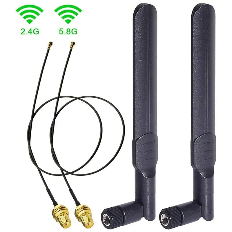 Dual Band WiFi 2,4 GHz 5GHz 5.8 GHz 8DBi RP-SMA Moški Antena & 20 cm 8 Inch U. FL MHF4 za RP-SMA Ženski Podaljšek Kabla 2-Pack-gnome