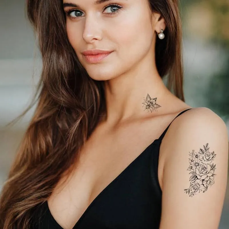 1pc Ženska Začasne Tetovaže Telo Roko Tattoo Nalepke Pol Rokav Ponaredek Nepremočljiva