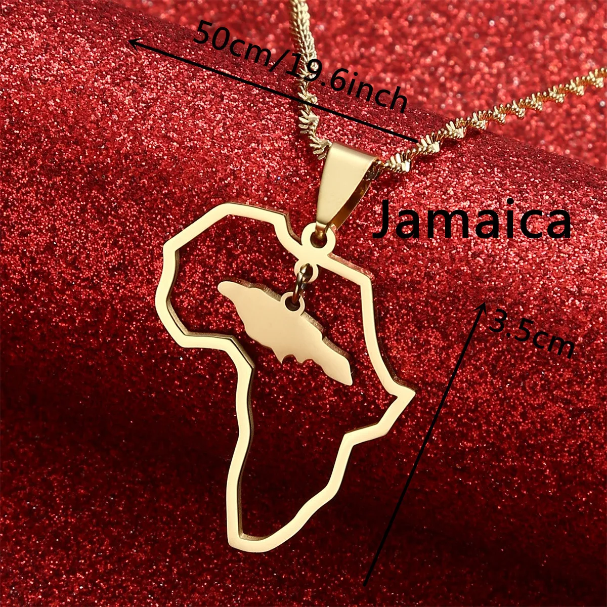 Oris Afriki Zemljevid Jamajka Zemljevid Obesek Ogrlice Zlato Barvo Nakit Zemljevid Afriških Darilo