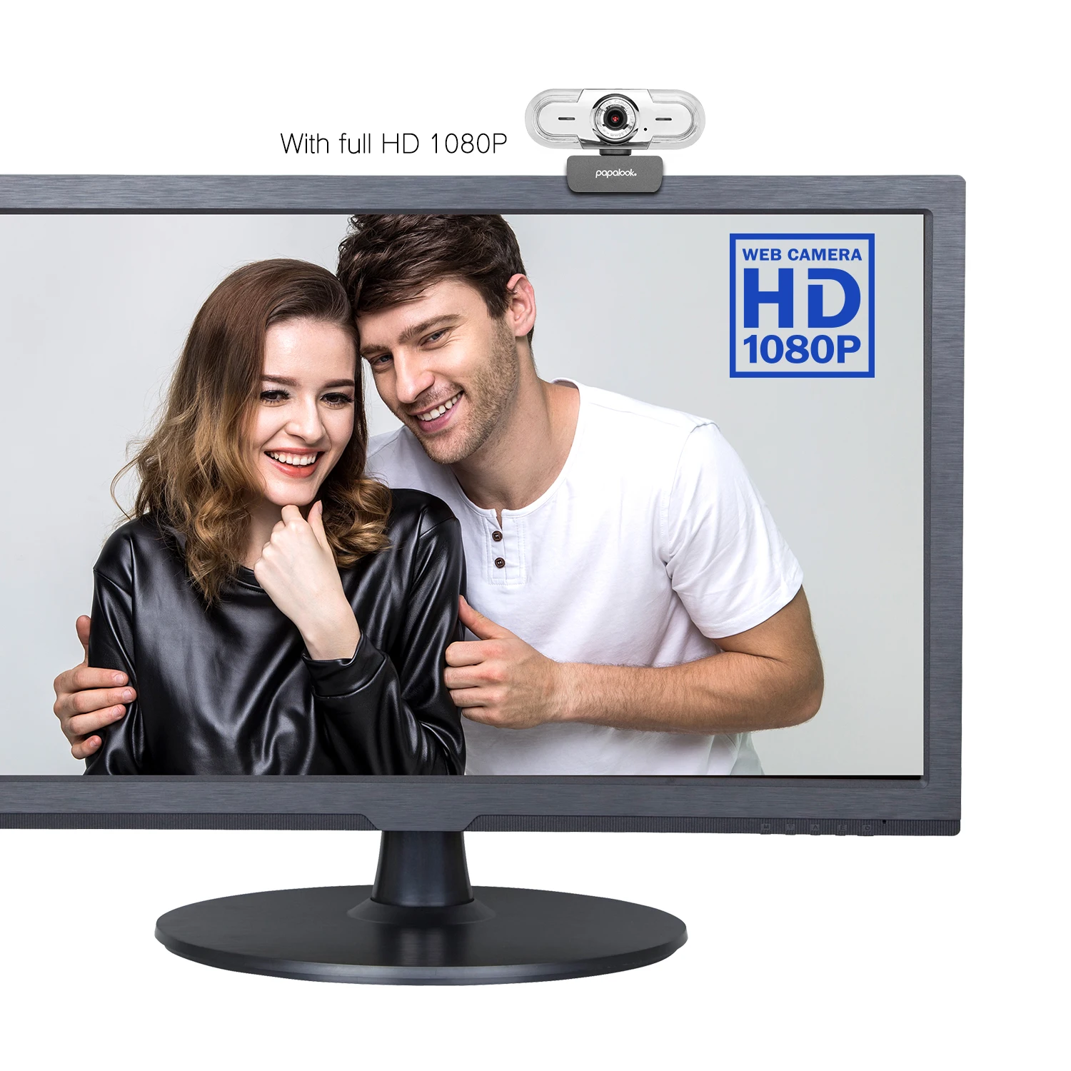 FHD 1080P Webcam, PAPALOOK PA452 Pro 30FPS Ročno Ostrenje USB Web Kamero z Dvojno DSP Mikrofoni, za PC in Mac Prenosni računalnik Desktop