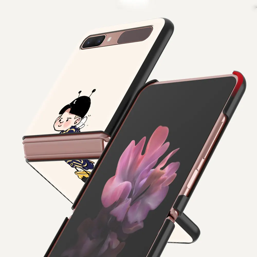 Risanka Animacijo Pokrovček Za Samsung Galaxy Ž Flip 5G Črna Zložljiva Trda PC Telefon Primeru ZFlip Za 6,7