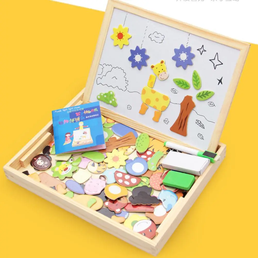 Otroci Novih Lesenih Večfunkcijsko Otrok Živali Puzzle Pisanje Magnetni Risalno Desko Tablo Učenje, Izobraževanje Igrače