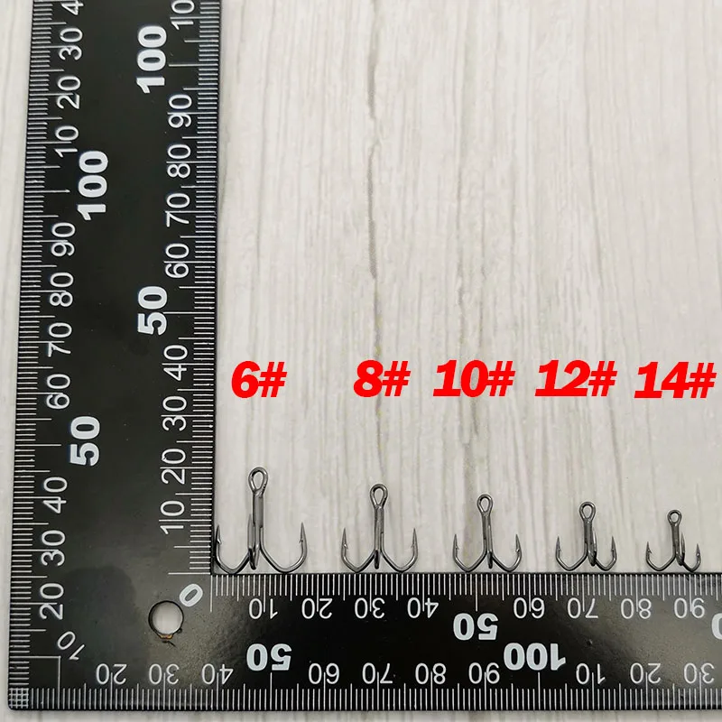 New Visoke Kakovosti 5pcs/polje Novo obliko 4xStrengthen iz Legiranega Jekla Oster Lure Trojno Kavelj 6-14#odpravljanje Ribolova Kavelj Ribolov Box