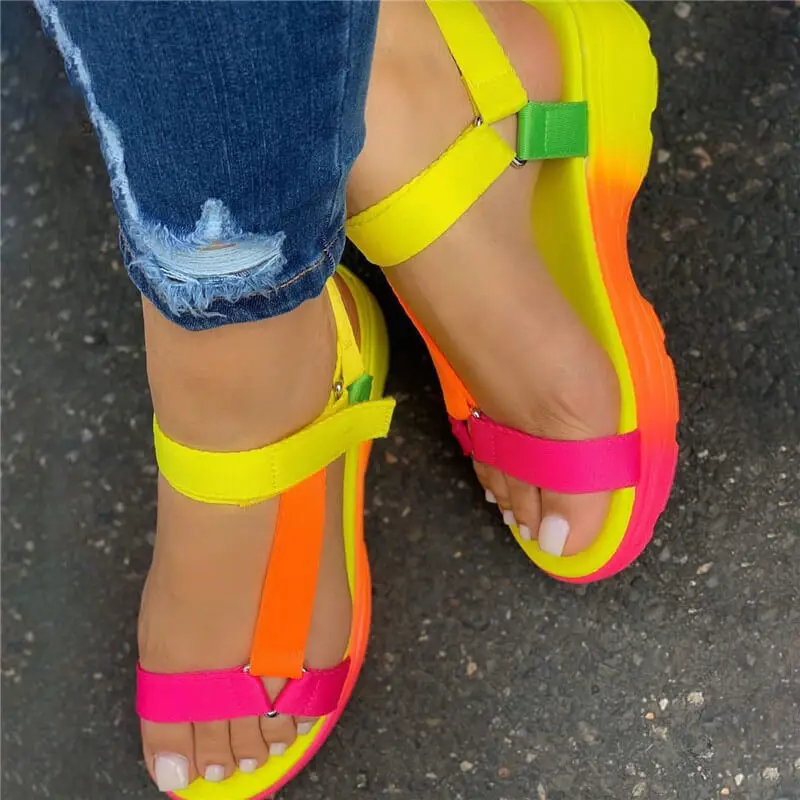 Poletni Sandali Womens Čevlji Velika Velikost Mehko Multi Barve Sandali Plaži Gleženj Klin Platforma Čevlji Dame, Dekleta Sandali za Ženske
