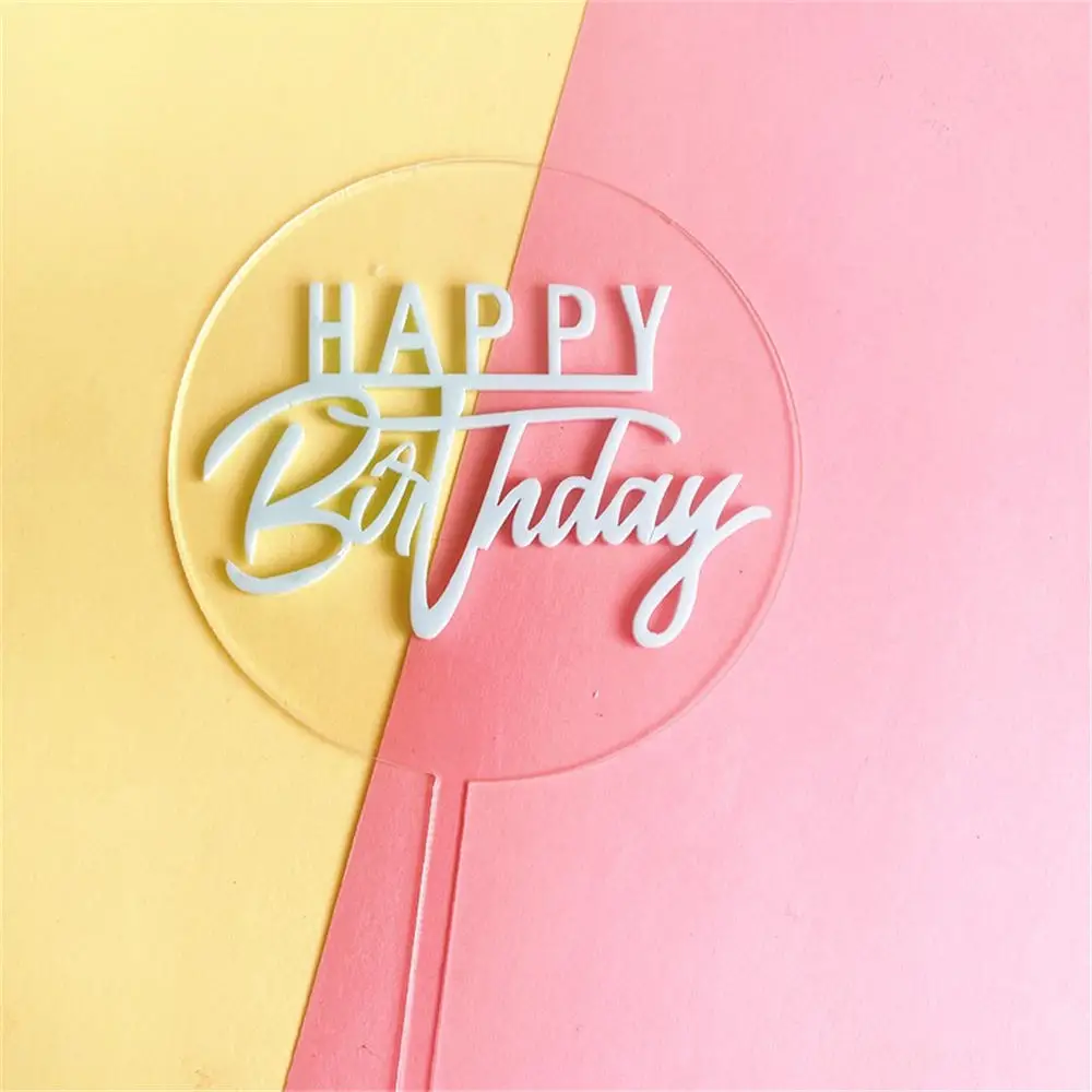 1pc Happy Birthday Cake Pokrivalo Akril Krog Pregleden Cupcake Vrh Dekoracijo Rojstni Pecilni Dobave