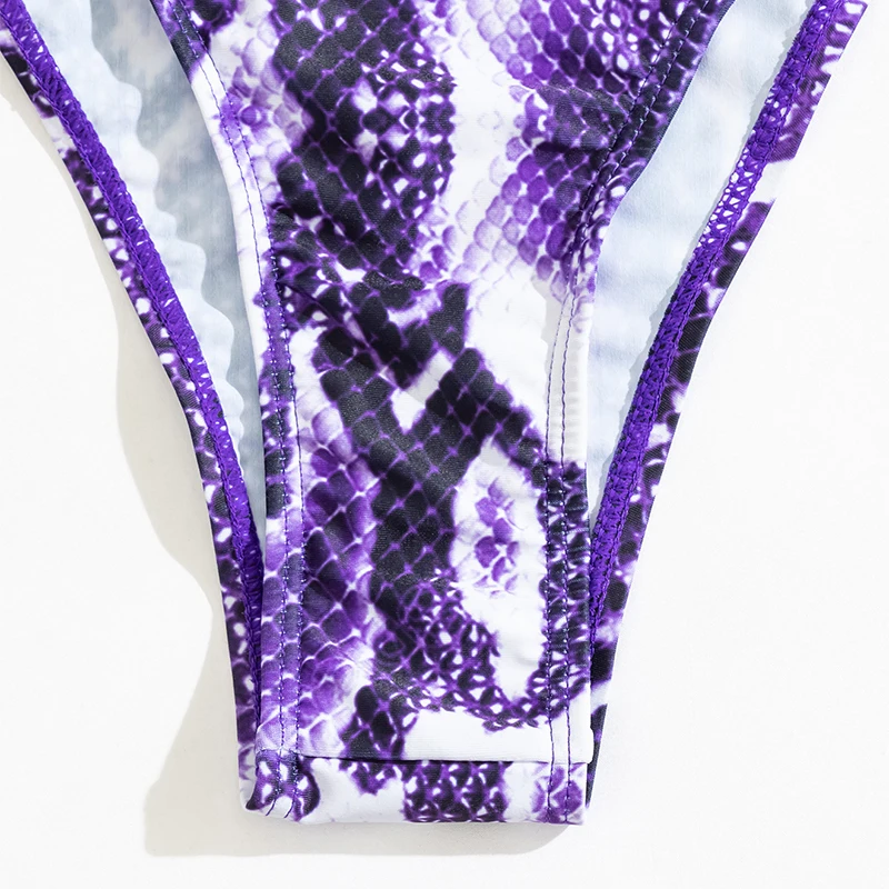 2021 Seksi kača tiskanja kopalke Votlih trikotnik bikini komplet High cut kopalke za ženske, plavanje obleko > Niz povodcem kopalke Nova