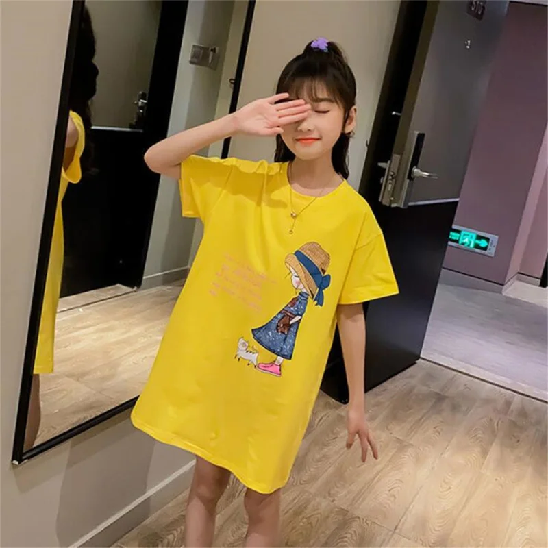 3-18Y Otrok Poletje T-shirt Obleko za Dekleta Princesa Risani Lik Tiskanja Obleke Luštna otroška Oblačila