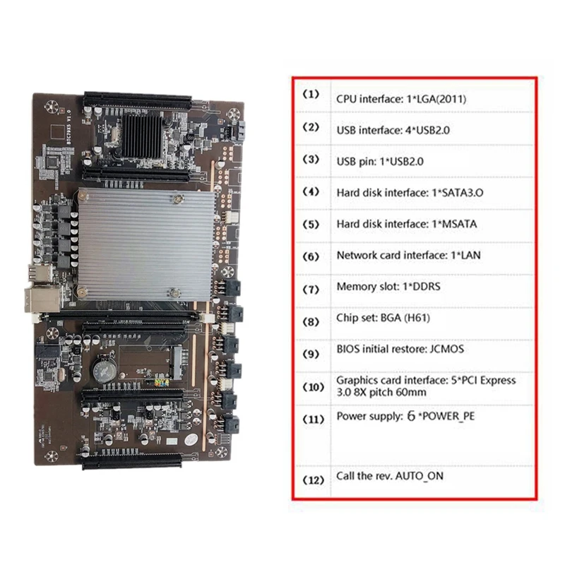 BTC Rudarstvo Motherboard BTC79X5 V1.0 LGA 2011 DDR3 Podpira 32 G 60 mm Igrišču Podporo RTX3060 Grafične Kartice za BTC Rudar