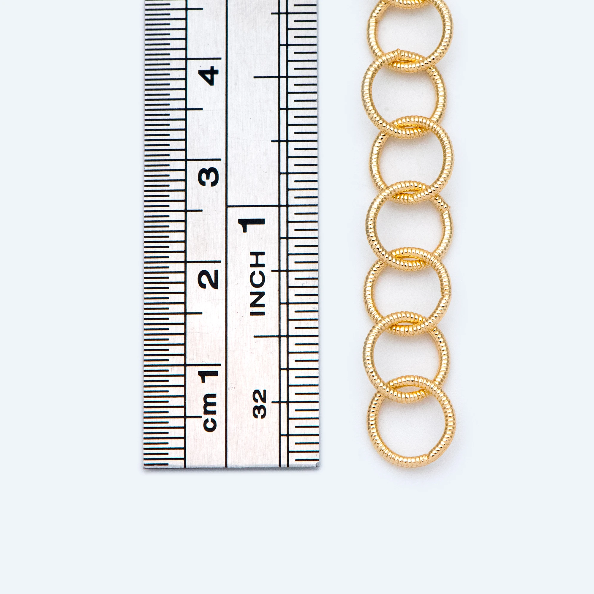 Zlato Krog Zanke Verige 8.8 mm, 18K Pravi pozlačeni Medenina, Krog Povezavo Verig (#LK-428)/ 1 Meter=3.3 ft