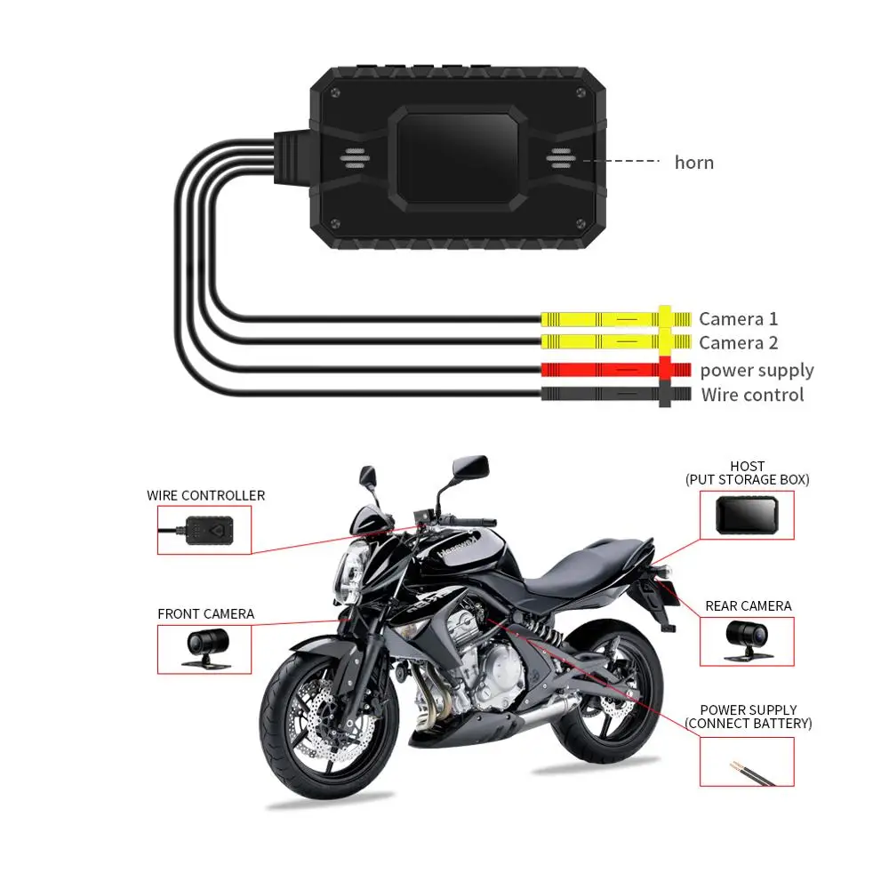 128G Roko Nadzor Foto 1080 FHD 30f 300W Kamero USB Motocikel DVR Spredaj Zadaj Dvojno Vožnje Video Snemalnik Dash Cam Moto Bike HD