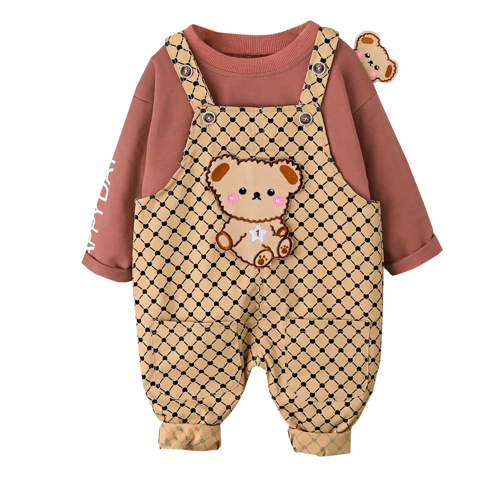 Baby Boy Določa Novorojenčka Pantsuit Dojenčka Dolg Rokav T-Shirt+Risanka Suspender Hlače Dva Kosa Obleko Za Prosti Čas Malčka Fant Obleko