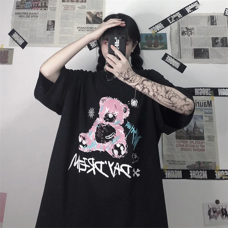 NOVE Ženske majice Harajuk Goth Ženska na Tshirts Kawaii Unisex Kratek Rokav Anime t Shirt Hiphop Poletje Ženske Ulične Vrhovi