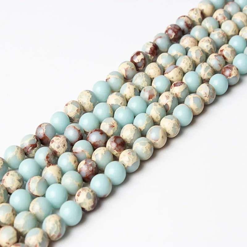 LIngXiang moda Naravnih nakit 6/8 mm modro Nebo, Snakeskin Shoushan kamni svoboden kroglice DIY Zapestnica neckace bi