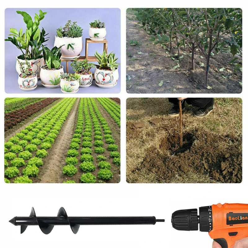 Vrtne Zasaditve Konica Svedra Malo Spirala Kopati Drill Bit 8X45cm za Čebulice Sajenje Posteljnina Rastline Kopati Plevel Dežnik Luknje