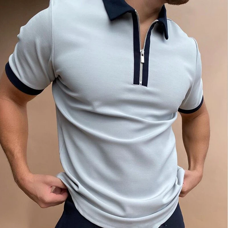 Vroče Prodaje 2021 Poletje Nova moška Oblačila Športna Moda Natisnjeni Moške Majice Polo Zavoj navzdol Ovratnik Zadrgo Modela Kratek Rokav Vrhovi