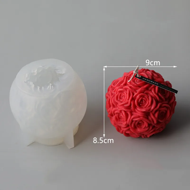 9 cm Velik obseg Rose Cvet Silikonski Sveča Plesni DIY Žogo Rose Sveča Plesni Aromo Mavčni Kalup DIY Darila Dom Dekoracija