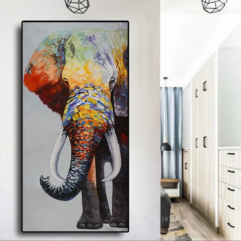 Akvarel Slon Divje Živali, Oljna slika na Platnu Skandinaviji Plakatov in Fotografij Cuadros Stenskih slikah, za dnevno Sobo