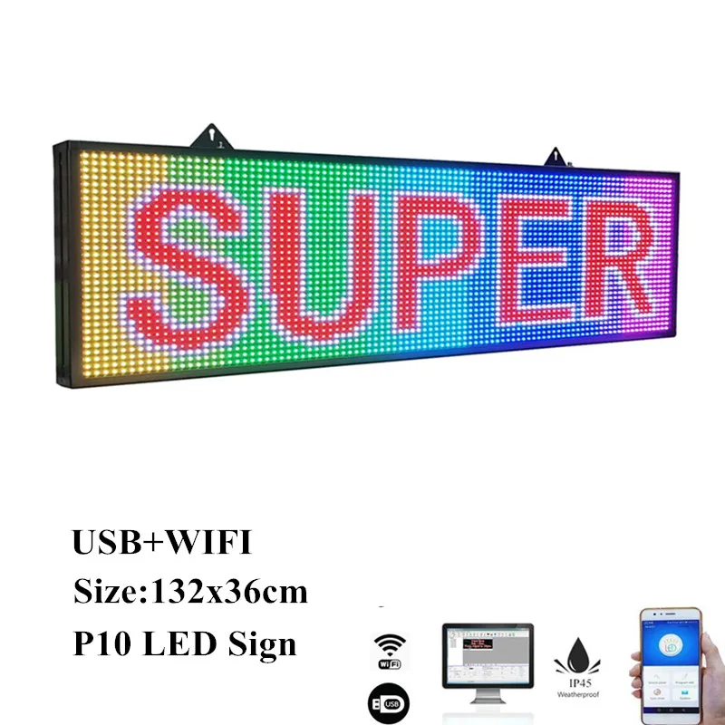 WiFi P10 132x 36 cm visoke ločljivosti LED full RGB barvni znak z visoko ločljivostjo P10 128x32 pike in nove SMD tehnologije