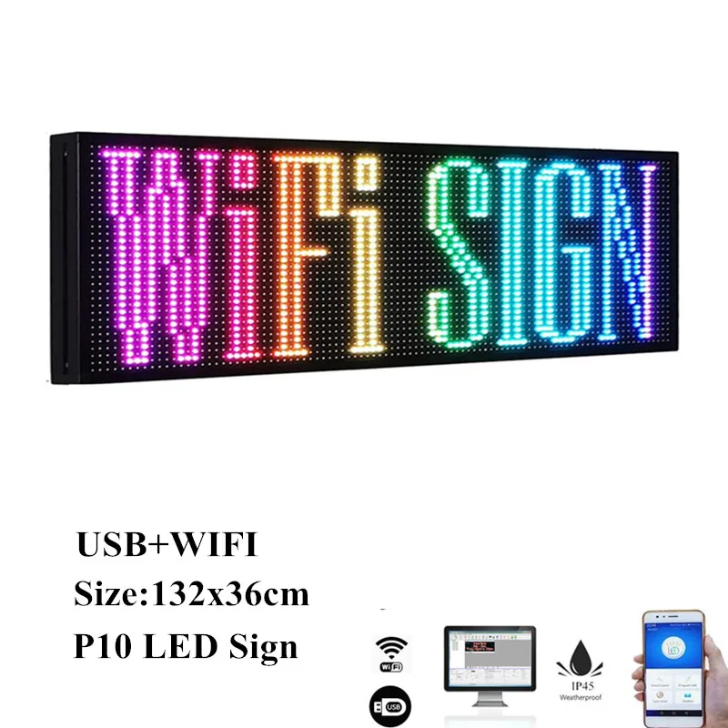 WiFi P10 132x 36 cm visoke ločljivosti LED full RGB barvni znak z visoko ločljivostjo P10 128x32 pike in nove SMD tehnologije
