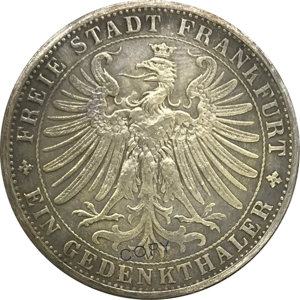 1863 Nemčija 1 Thaler Frankfurt Memorial Thaler Cupronickel (Pozlačeno Srebro Zbirateljskih Kopija Kovanca
