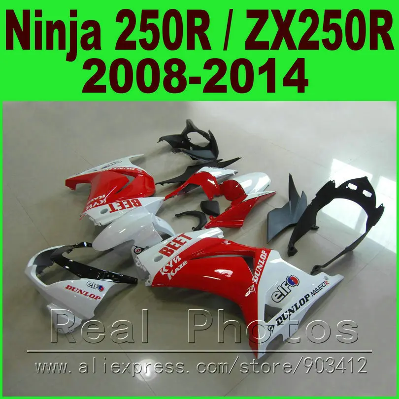 Rdeče bela PESA Kawasaki Ninja 250R Fairings kit 2008 - leto ZX 250 EX250R 08 09 - 14 oklep telo kompleti K0I8