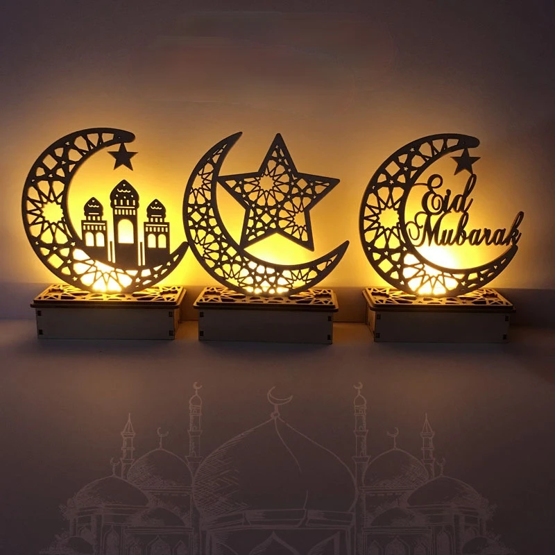 Eid Mubarak LED Okraski Muslimani Islam DIY Leseni Okraski, Darila