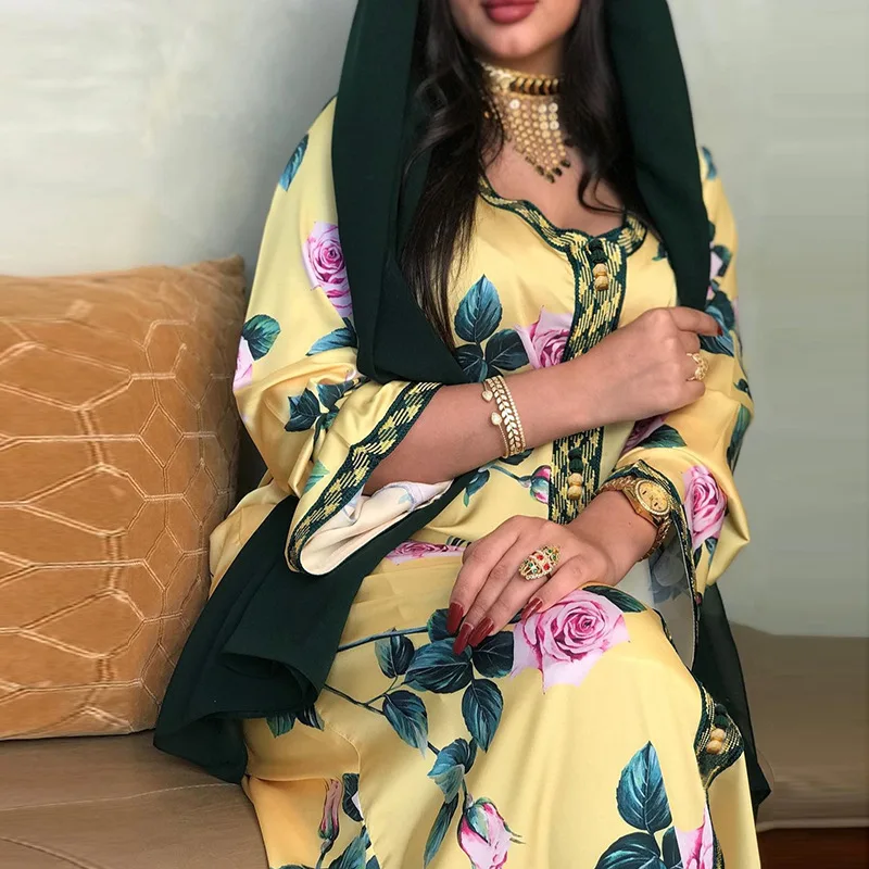 Najnovejši Pletene Beading Djellaba Muslimansko Obleko Haljo abaya syari ženski Svile Večerno obleko Muslimanskih abaya Častili Storitev abayas F2995