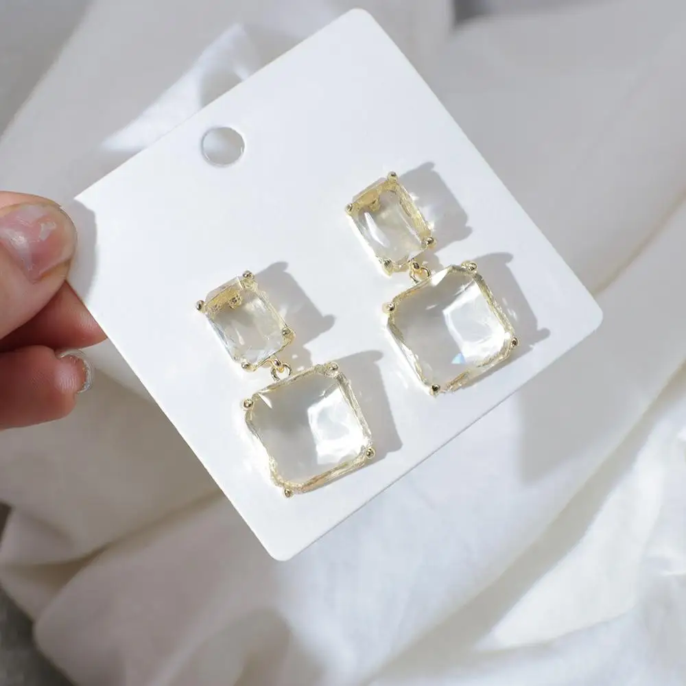 AMORCOME Koreja Preprost, Pregleden Crystal Kristal Geometrijske Kvadratnih Uhani 2020 New Metal Drop Uhani za Ženske, Nakit, DODATKI za Vroče