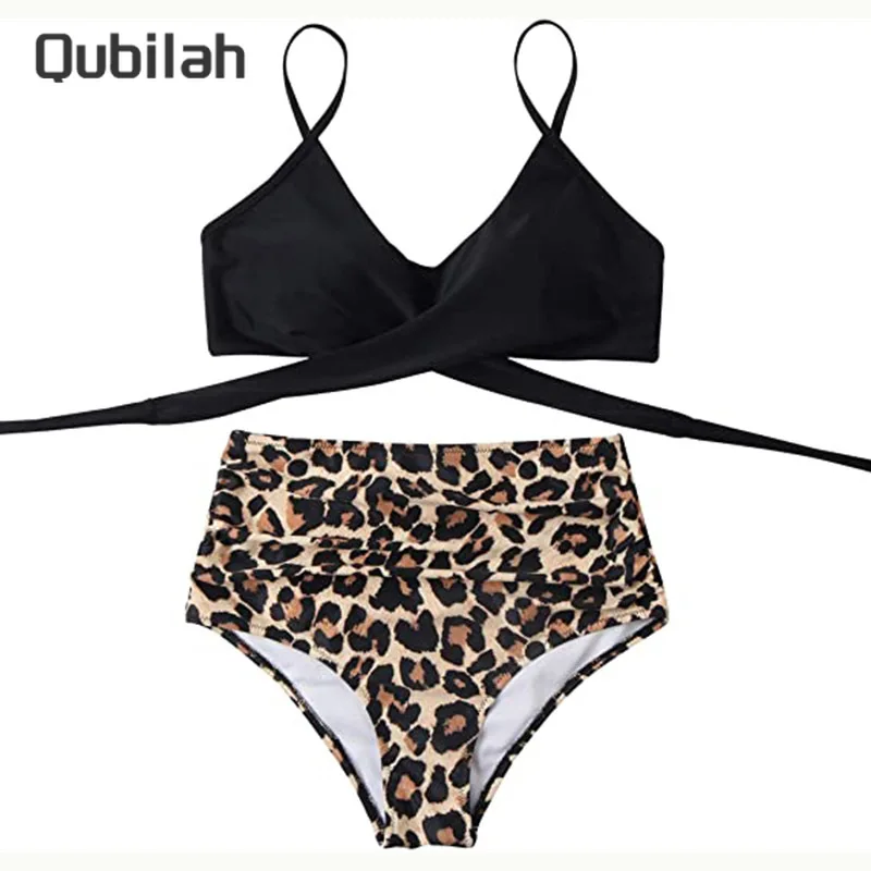 2Piece Določa Womens Bikini Komplet Leopard Kopalke Obleka, Poleti kopalke Visoko Pasu Bikini Plus Velikost Kopalk, Ženske Plažo