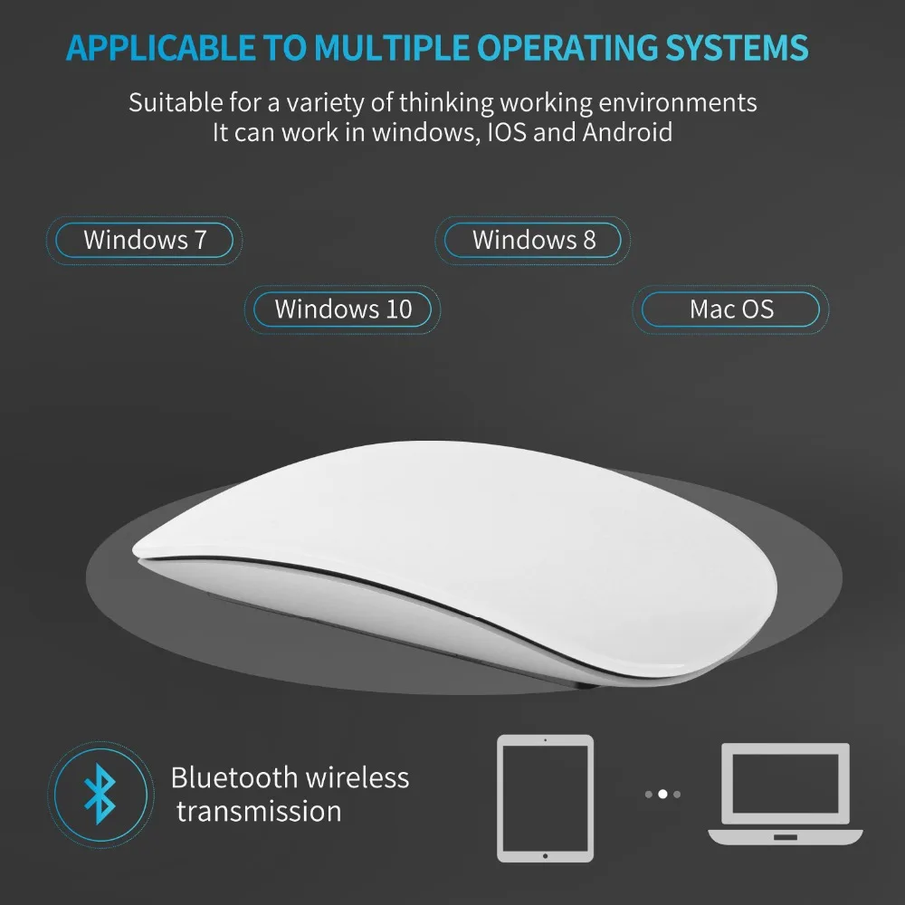 Bluetooth 5.0 Brezžična Polnilna Miška 1600 DPI Ergonomska Prenosni Optični Miške Za Laptop PC Tablet