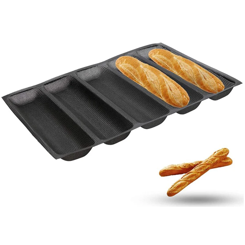 Silikonski Perforirano Peko Oblike Sendvič Plesni francoske Štruce Kruha Pan Hrane Mat 12 Zvitkih 5 Štruca Non-Stick Peko Linijske