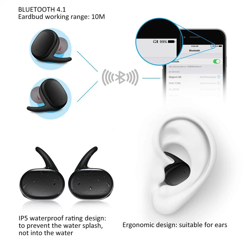 Y30 TWS Brezžične slušalke 5.0 Slušalke šumov Slušalke Stereo Zvokom za Glasbo V uho Čepkov Za Android IOS pametni telefon