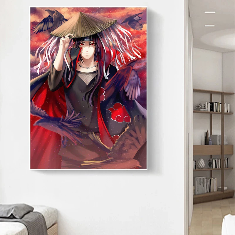 Anime Naruto Letnik Platno Slikarstvo Itachi Ichiha Genjutsu Steno Umetnosti Plakatov in Fotografij za Dnevni Sobi Doma Dekoracijo Cuadros