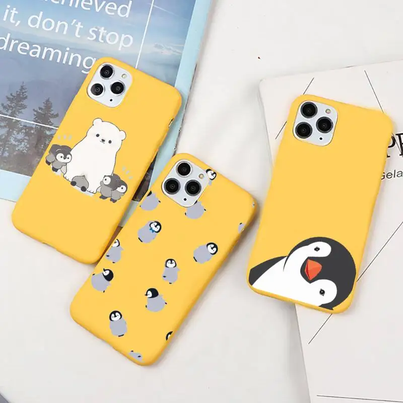 Medved Pingvin Kawaii Srčkan visoke kakovosti luksuzni Telefon Primeru funda Candy Barve za iPhone 6 7 8 11 12 s mini pro X XS XR MAX Plus
