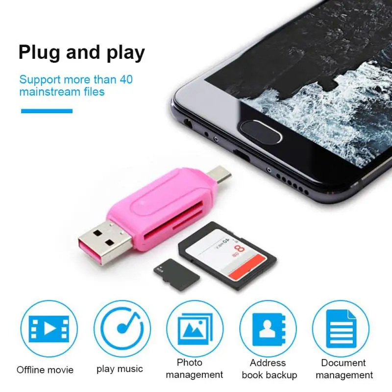Univerzalni Mikro TF SD Card Reader 2 V 1 Tip-c USB OTG Naključno Barvo Prenosni Visoko Hitrost Prenosa